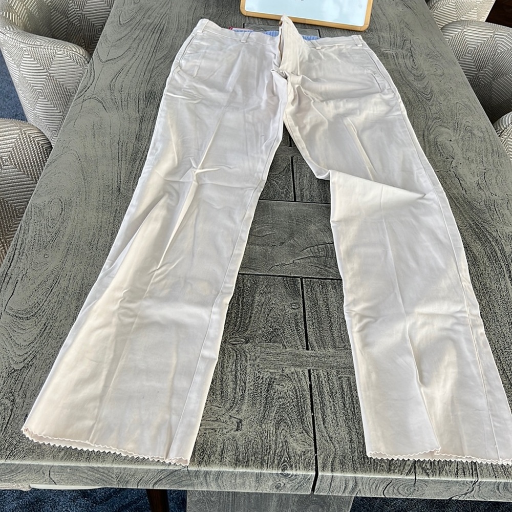 Frank’s made in USA trim fit plain front long inseam dress chinos khakis